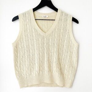 John Galt Brandy Melville Cream Sleeveless Wool Sweater Vest One Size